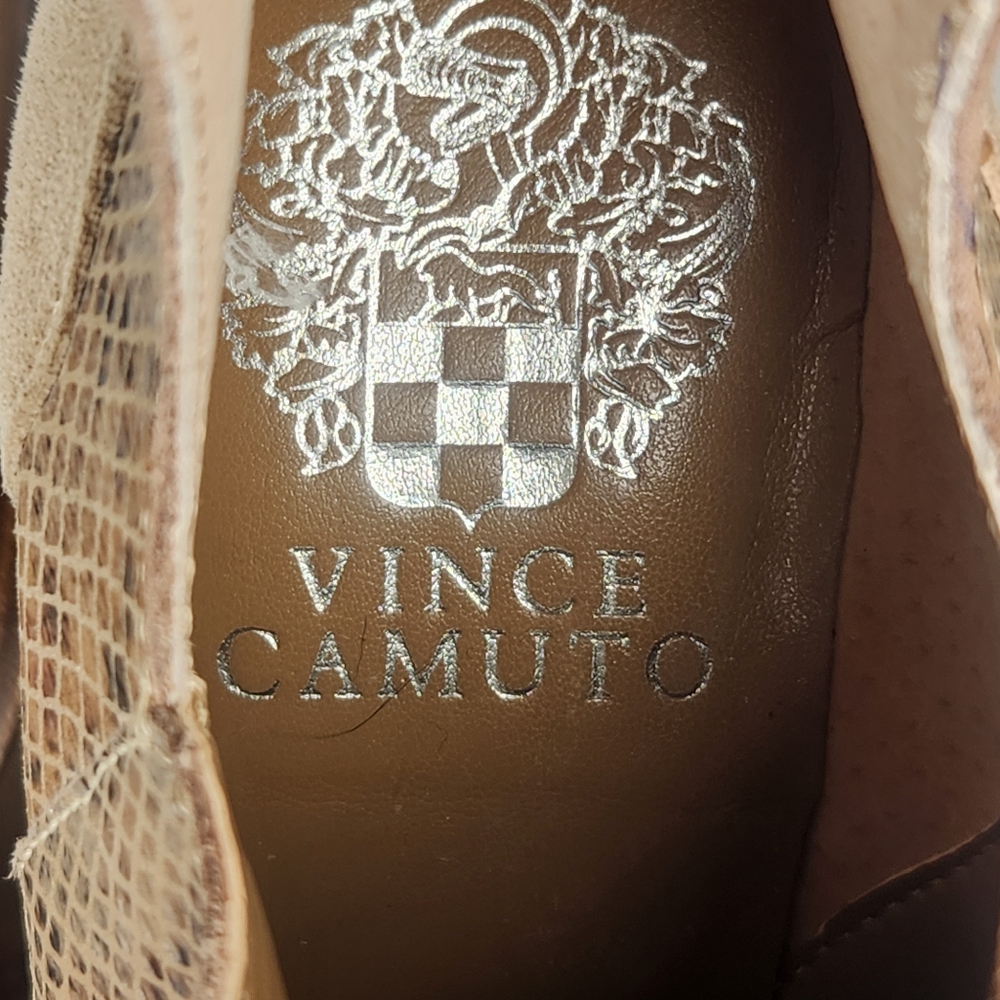 VINCE CAMUTO Women's Gannilla Suede Snake Skin Boot 6.5 Beige Leather Western - Picture 11 of 13